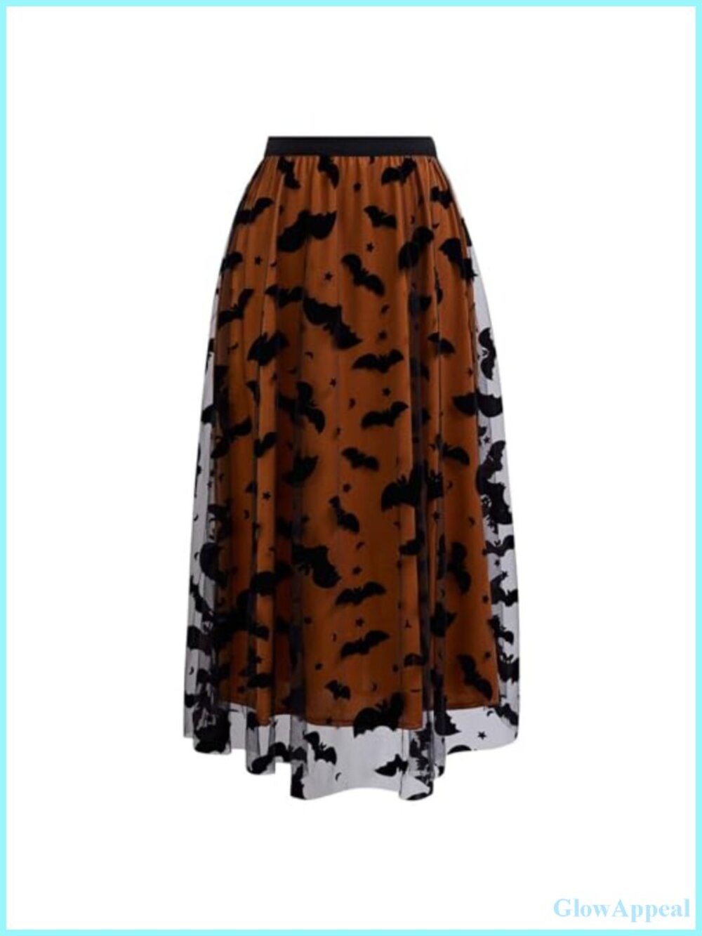 Tulle Tutu Midi Skirt Velvet Bats Elastic Waist Layered Mesh Halloween Costume